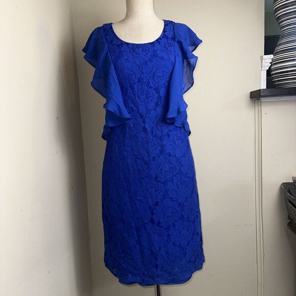 Metaphor Blue Lace Chiffon Embellishment Dress Size 7/8 - Picture 4 of 7
